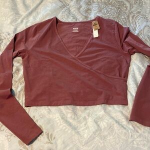 Dusty pink wrap top- victorias secret